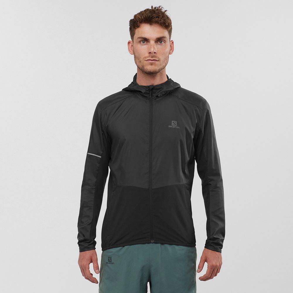 SALOMON AGILE WIND Philippines - Men's Jackets - Black | 028573-NPC